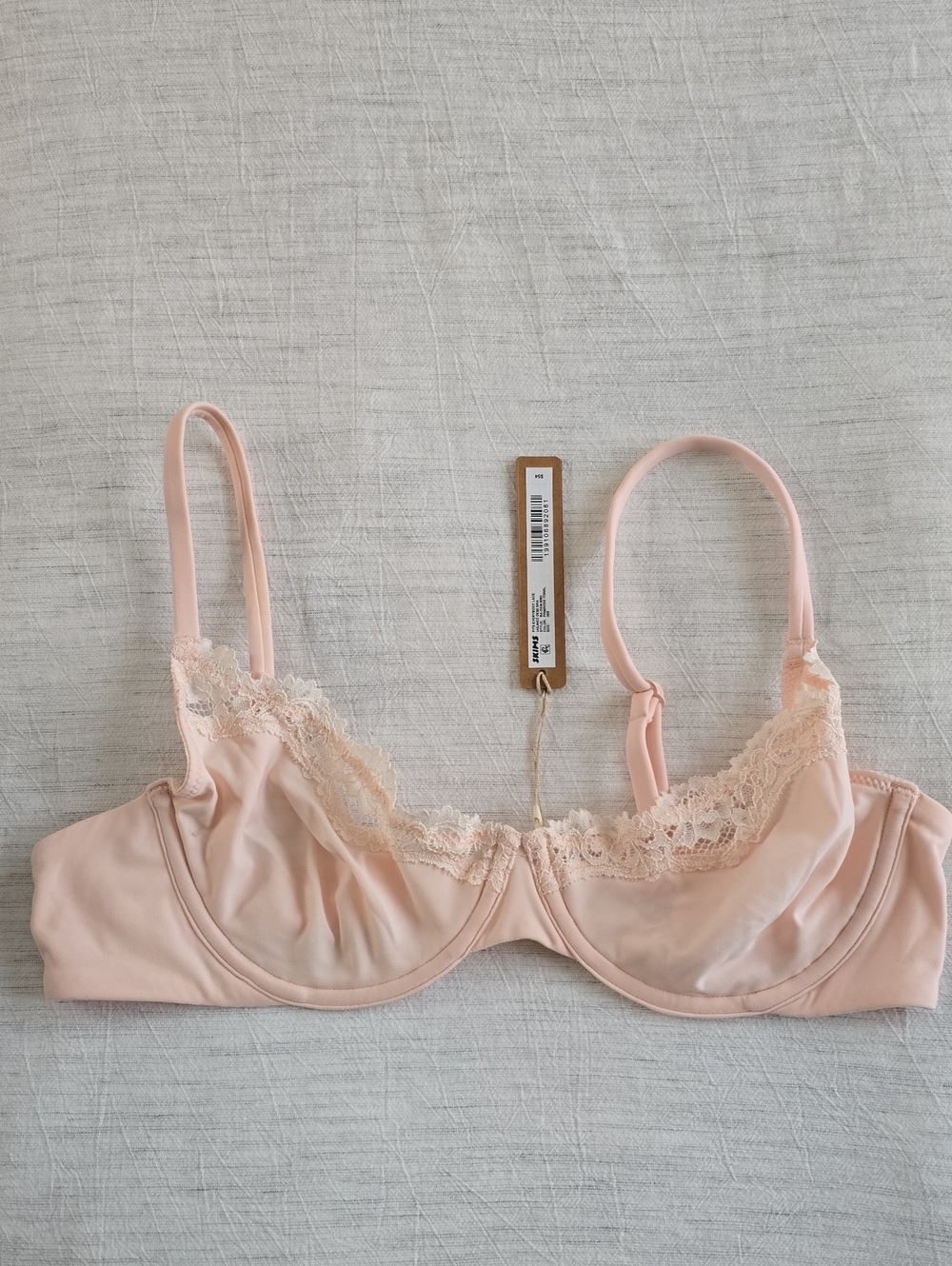 SKIMS Fits Everybody Lace Demi Bra Size:36B Primrose Tonal